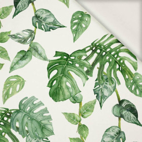 TROPISCHE BLÄTTER MIX Ms. 2 / weiß (JUNGLE) - Viskose Webware