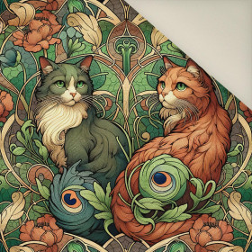 ART NOUVEAU CATS & FLOWERS M. 3- Polster- Velours