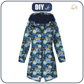 DAMENPARKA (ANNA) - EISVÖGEL UND FLIEDER (EISVÖGEL AUF DER WIESE) / navy - Nähset