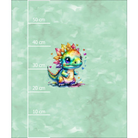 CUTE DINO M. 1 - Paneel (60cm x 50cm) Wintersweat angeraut mit Elastan ITY