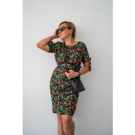 KLEID "CARMEN" - SPITZEN BLUMEN - Krepp