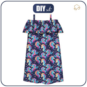 Carmenausschnitt Kleid (LILI) - FAIRY WORLD wz.1 (UNICORN) - Nähset 