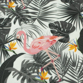 FLAMINGOS MIT BLÄTTER 2.0 - schnelltrocknende Webware