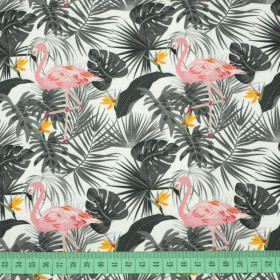 FLAMINGOS MIT BLÄTTER 2.0 - schnelltrocknende Webware