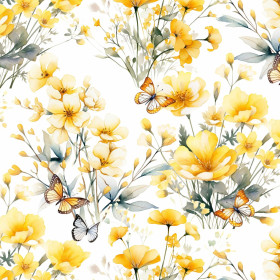 FLOWERS (BUTTER YELLOW) - Baumwoll Musselin