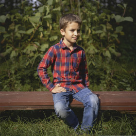 Baumwollflanell Premium - Rot-Blaues Tartan-Karo