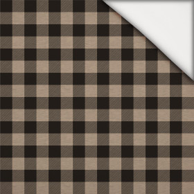 KARO VICHY - MELANGE BEIGE - leichte Maschenware angeraut