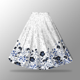 BLUMEN (Motiv 5 navy) / weiß - Maxirock Panel - krepp
