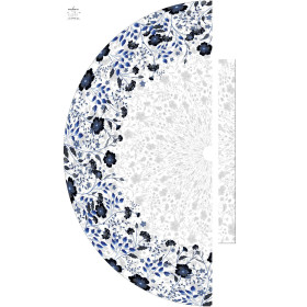 BLUMEN (Motiv 5 navy) / weiß - Maxirock Panel - krepp