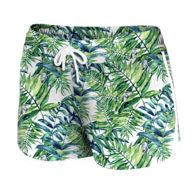 Damen Badeshorts - MINI BLÄTTER UND INSEKTEN MS.6 (TROPISCHE NATUR) / weiß - Nähset