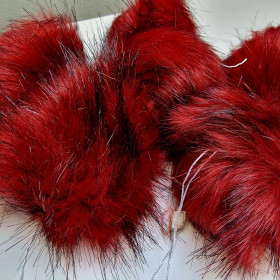 Kunstfell Pompon 12 cm - DUNKELROT 