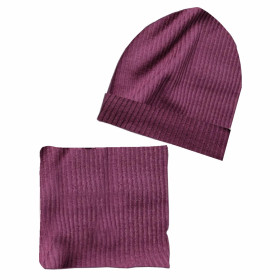 Mütze und Loop - Burgundy (RIB Jersey) - DIY Set 