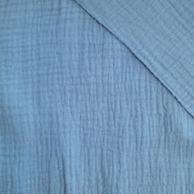 Baumwoll Musselin Double Gauze - Gedämpftes blau/ BLUE