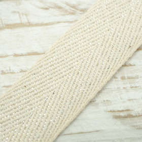 Baumwollband 15 mm mit silber Naht
