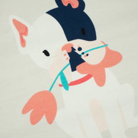 Hund mit Blume  (J'adore Paris) / pfirsich - Paneel Sommersweat 