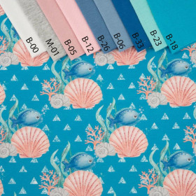 FISCHE UND MUSCHELN (Märchenhafter Ozean) / blau