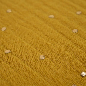 GOLDENE PUNKTE / senf - Baumwoll Musselin
