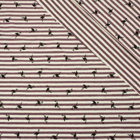 50cm GESTREIFTE FLAMINGOS / aubergine - Single Jersey TE210