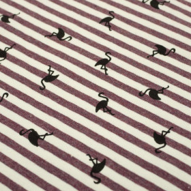 50cm GESTREIFTE FLAMINGOS / aubergine - Single Jersey TE210