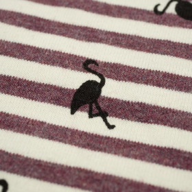 50cm GESTREIFTE FLAMINGOS / aubergine - Single Jersey TE210
