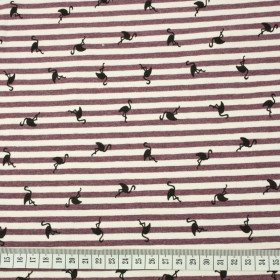 50cm GESTREIFTE FLAMINGOS / aubergine - Single Jersey TE210