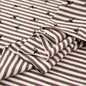 50cm GESTREIFTE FLAMINGOS / aubergine - Single Jersey TE210