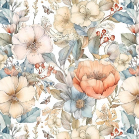 PASTEL FLOWERS WZ.15 - Baumwoll Musselin