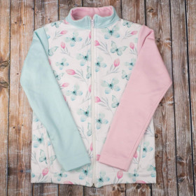 “MAX” KINDER TRAININGSJACKE - SCHMETTERLINGE UND TULPEN (AQUARELL-SCHMETTERLINGE) - Maschenware mit kurzem Flor