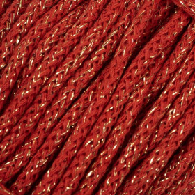 Baumwollkordel rund 5mm - rot mit goldenem Faden