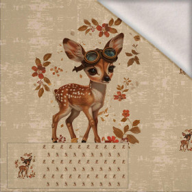 FAWN STEAMPUNK FOREST - panoramisches Paneel  Wintersweat angeraut mit Elastan ITY (60cm x 155cm)