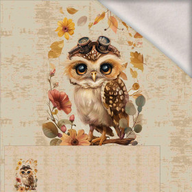OWL STEAMPUNK FOREST M. 2 - panoramisches Paneel  Wintersweat angeraut mit Elastan ITY (60cm x 155cm)