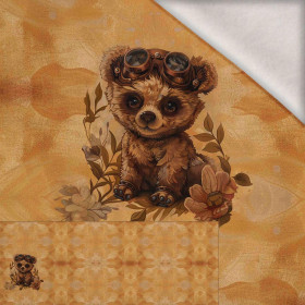 BEAR STEAMPUNK FOREST M. 1 - panoramisches Paneel  Wintersweat angeraut mit Elastan ITY (60cm x 155cm)