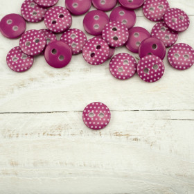 Kunststoffknopf mit Punkten klein - purpur 