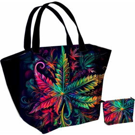 XL Tasche mit Utensilientasche 2 in 1 - Hemp leaves WZ. 8 - Nähset