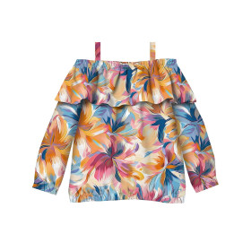 Carmenausschnitt Bluse (VIKI) - WATERCOLOR FLOWERS wz.8  - Nähset 