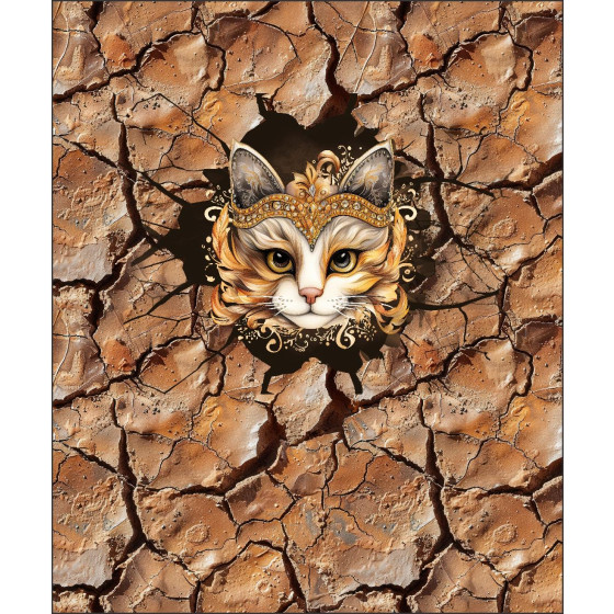 ANIMALS CRACKED wz.4 (cat) - panel (60cm x 50cm) SINGLE JERSEY 