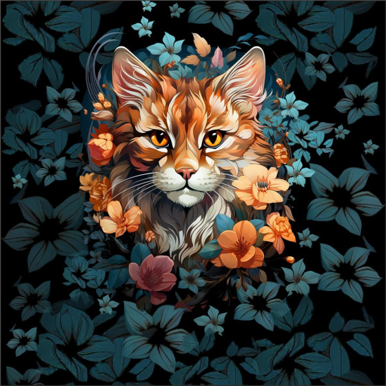 ANIMALS MANDALA wz.12 (cat) - panel (60cm x 50cm) 