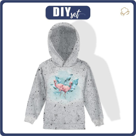 KINDER HOODIE (ALEX) - FLAMINGOS Ms. 2 / concrete - Nähset