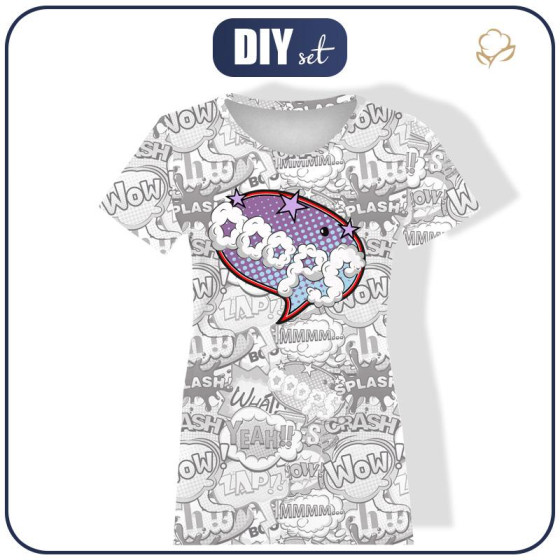 DAMEN T-SHIRT - COMICS / ooops (violet - rot) - Single Jersey 