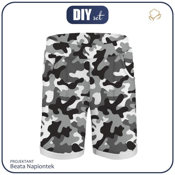 KURZE KINDERHOSE (RIO) - CAMOUFLAGE GRAU - Sommersweat