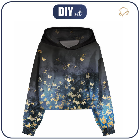 Cropped Hoodie (IDA) - SCHMETTERLINGE / gold - Nähset