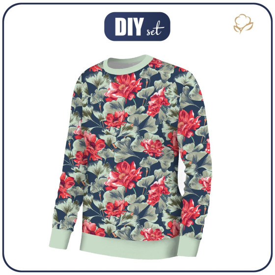 BASIC DAMEN SWEATSHIRT (HANA) - ROTE MOHNBLUMEN (ROTER GARTEN) - Nähset