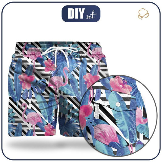 Herren badehose - TROPISCHE FLAMINGOS - Nähset