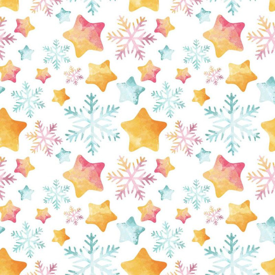 BUNTE STERNE UND SCHNEEFLOCKEN (WEIHNACHTSPINGUINE)