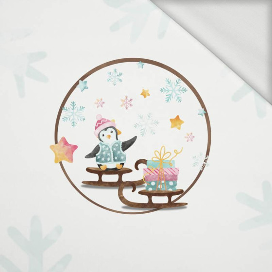 PINGUIN MIT GESCHENK / Schlitten (WEIHNACHTSPINGUINE) - panoramisches Paneel  Sommersweat 
