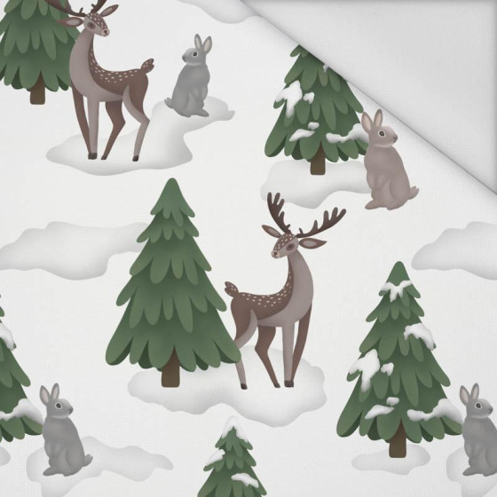 HIRSCHE UND HASEN (IM WEIHNACHTSMANN WALD) - Wasserabweisende Webware