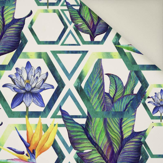 BLUMEN IN DEN HEXAGONEN- Polster- Velours