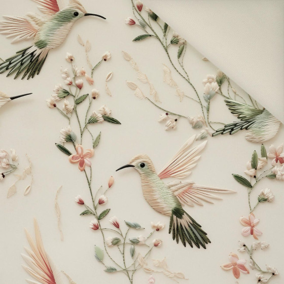 PASTEL BIRDS M. 6 (Kolibris)- Polster- Velours