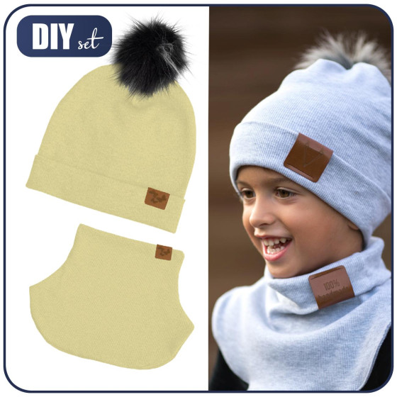 Flaschengrün (BUTTER YELLOW) - Mütze und Loop kreatives Nähset