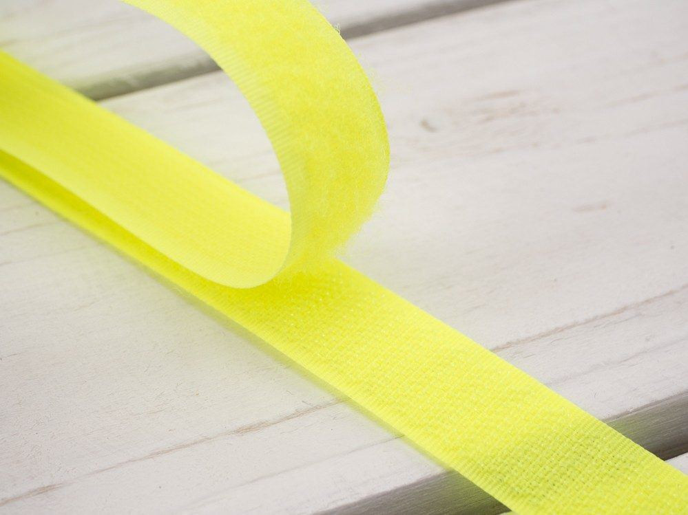 Suchý zip samolepící  20mm neon žlutý  komplet